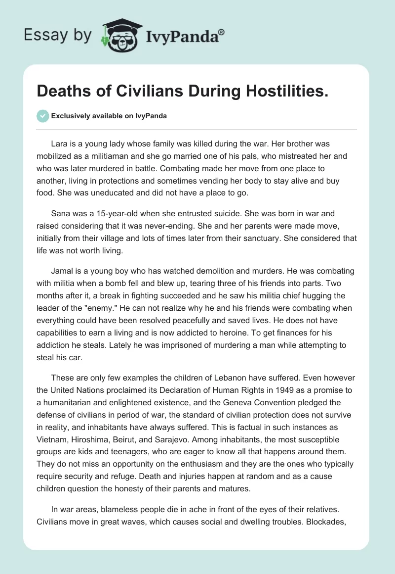 Deaths of Civilians During Hostilities.. Page 1