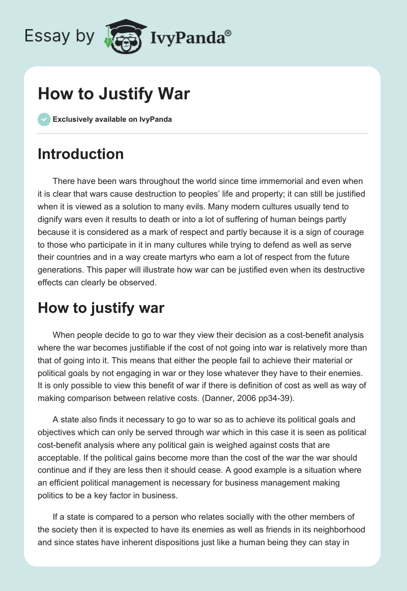 How to Justify War. Page 1