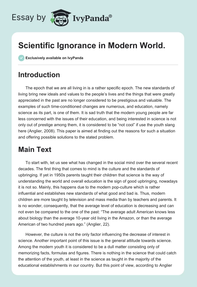 Scientific Ignorance in Modern World.. Page 1