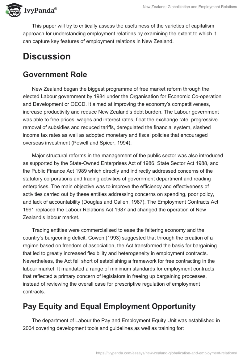 New Zealand: Globalization and Employment Relations. Page 2