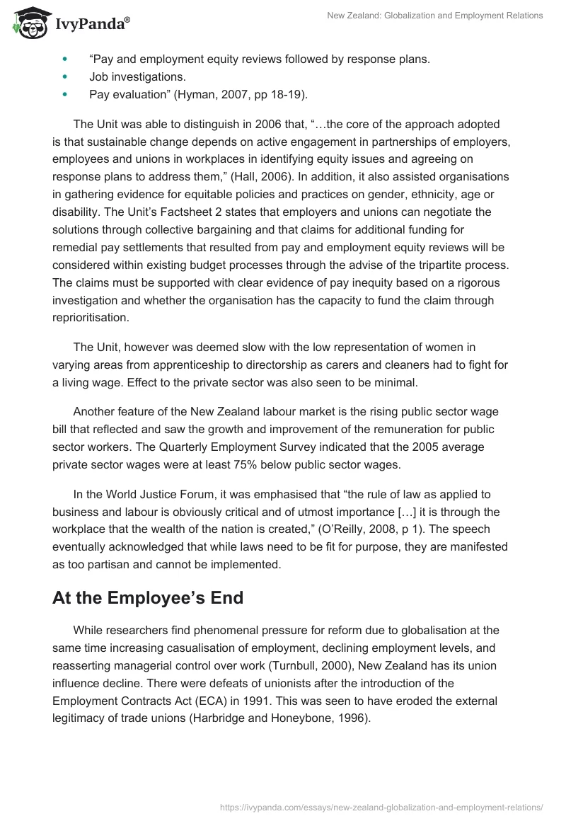 New Zealand: Globalization and Employment Relations. Page 3
