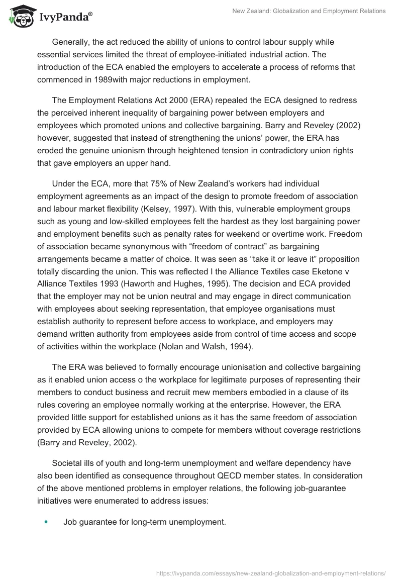 New Zealand: Globalization and Employment Relations. Page 4