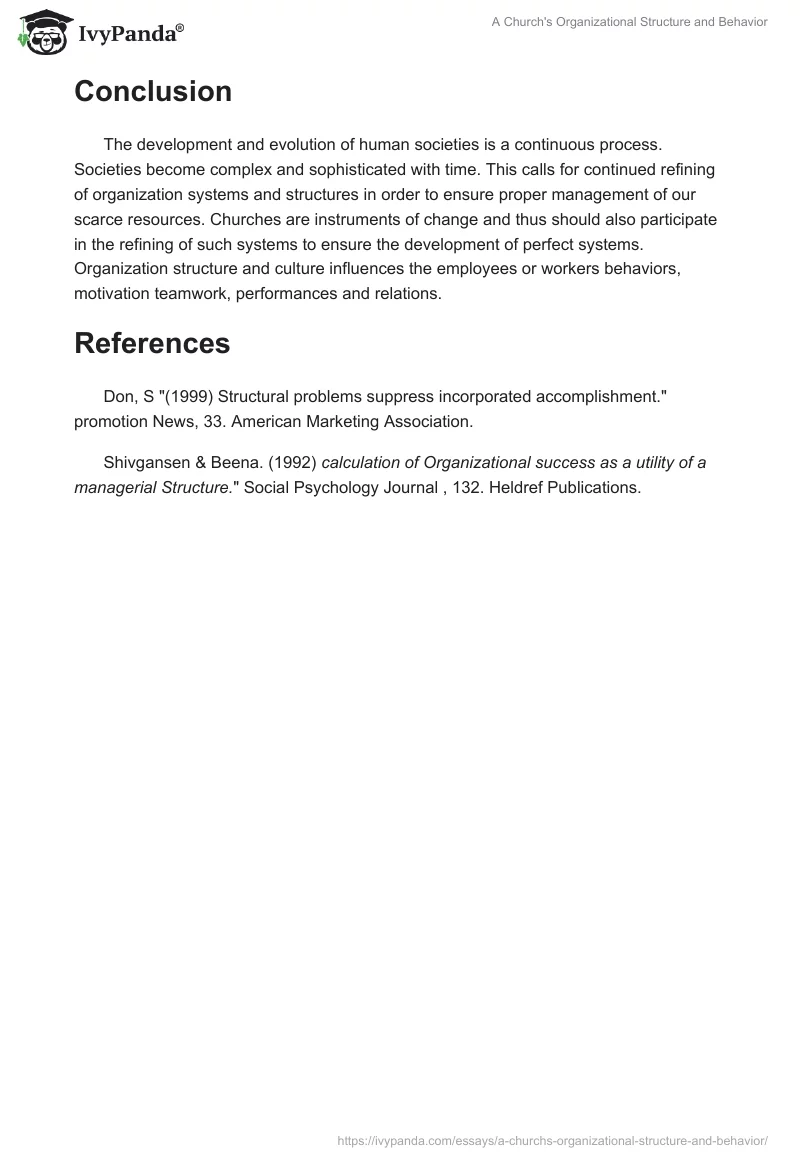 A Church's Organizational Structure and Behavior. Page 4