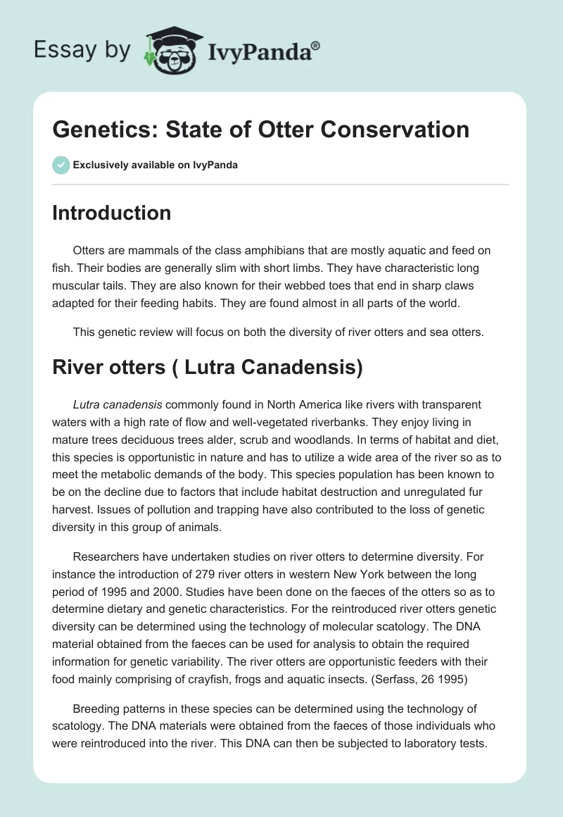 Genetics: State of Otter Conservation. Page 1