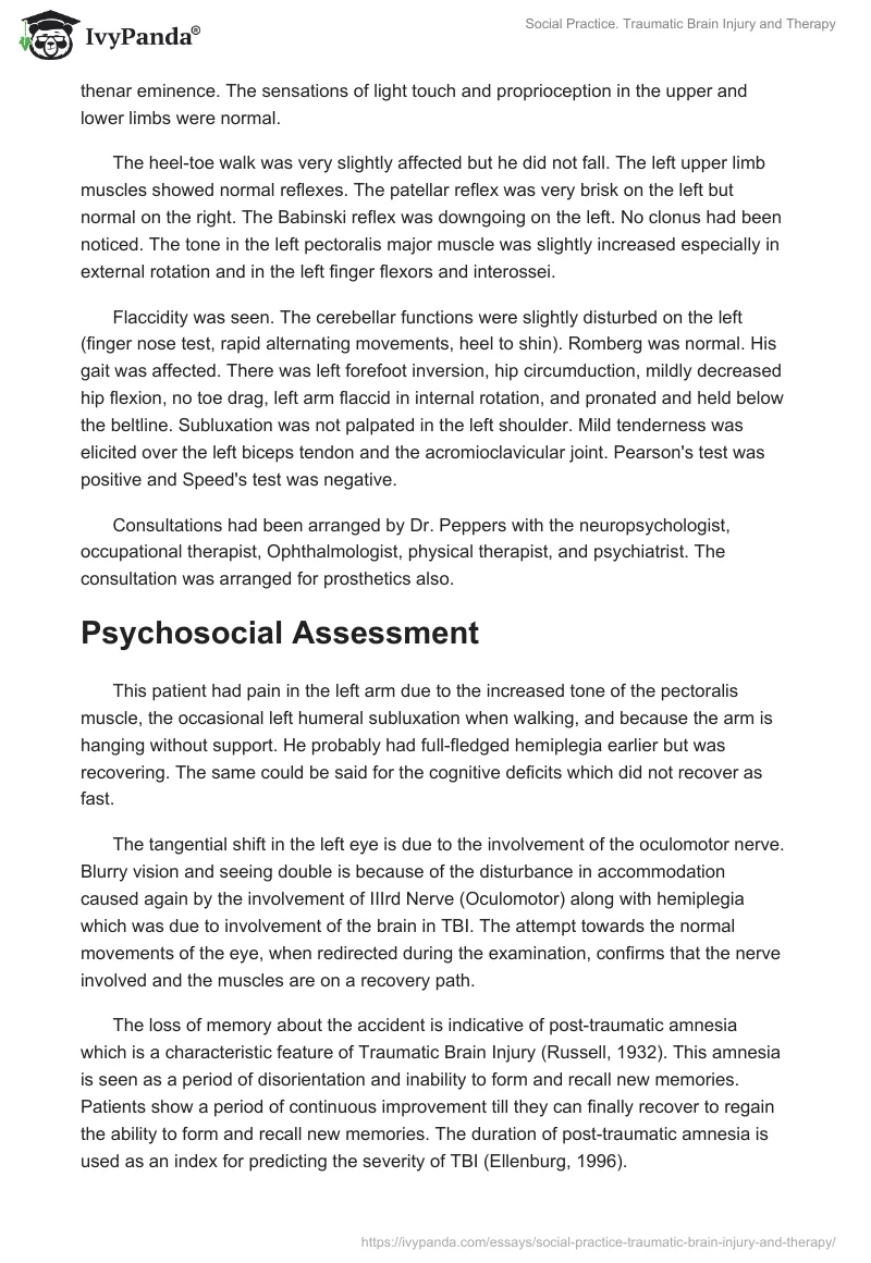 Social Practice. Traumatic Brain Injury and Therapy. Page 3