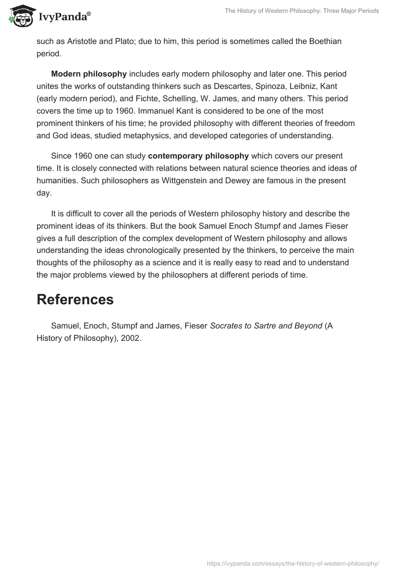 The History of Western Philosophy: Three Major Periods. Page 2