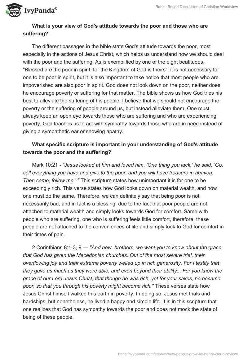 Books-Based Discussion of Christian Worldview. Page 2