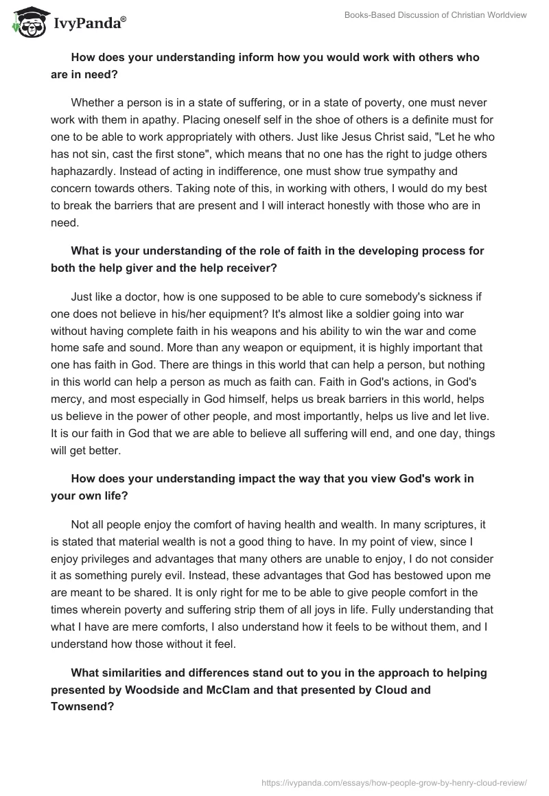 Books-Based Discussion of Christian Worldview. Page 3