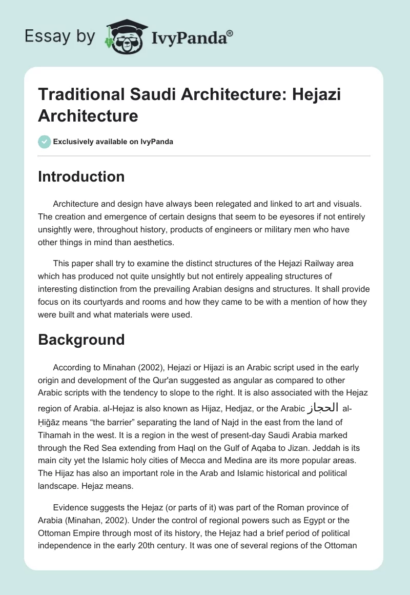 Traditional Saudi Architecture: Hejazi Architecture. Page 1