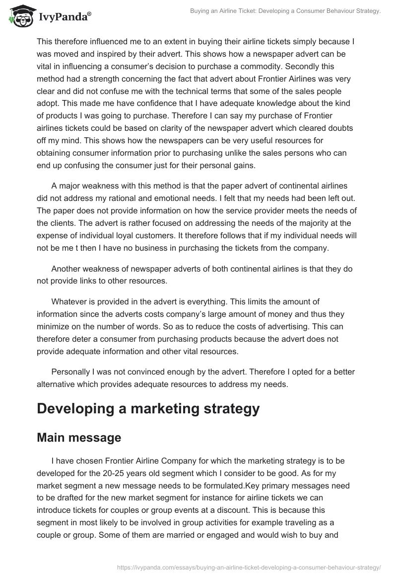 Buying an Airline Ticket: Developing a Consumer Behaviour Strategy.. Page 5