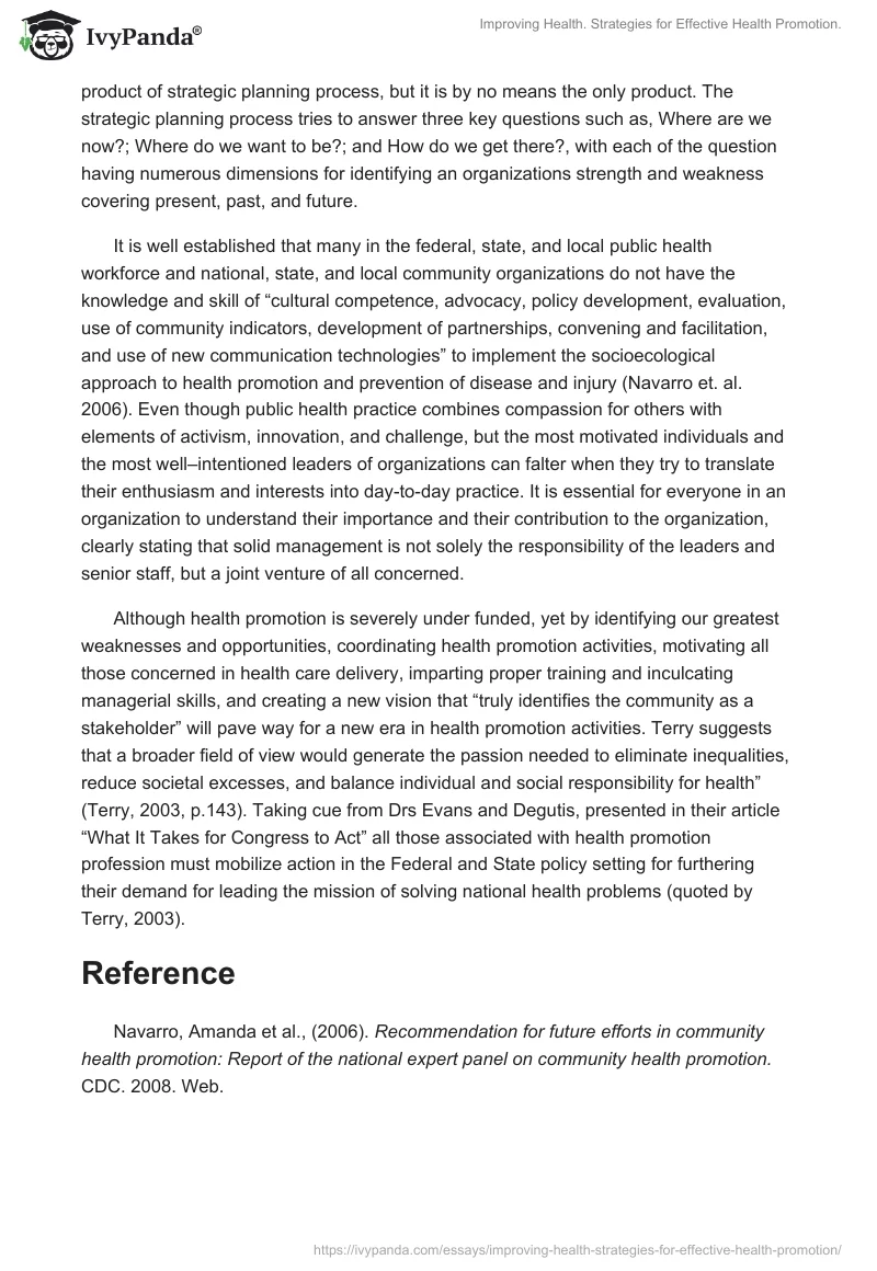 Improving Health. Strategies for Effective Health Promotion.. Page 2