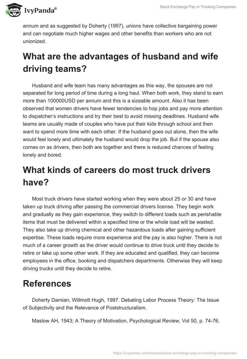 Stock Exchange Pay in Trucking Companies.. Page 2