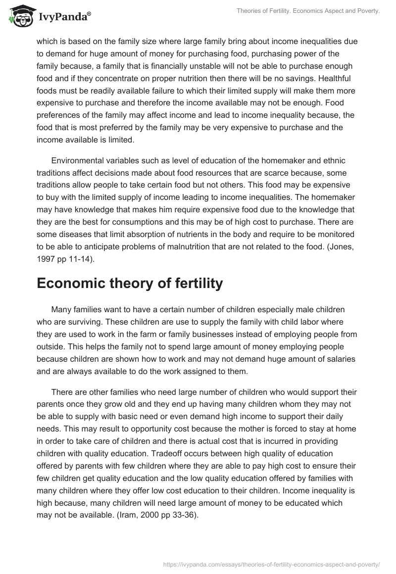 Theories of Fertility. Economics Aspect and Poverty.. Page 2