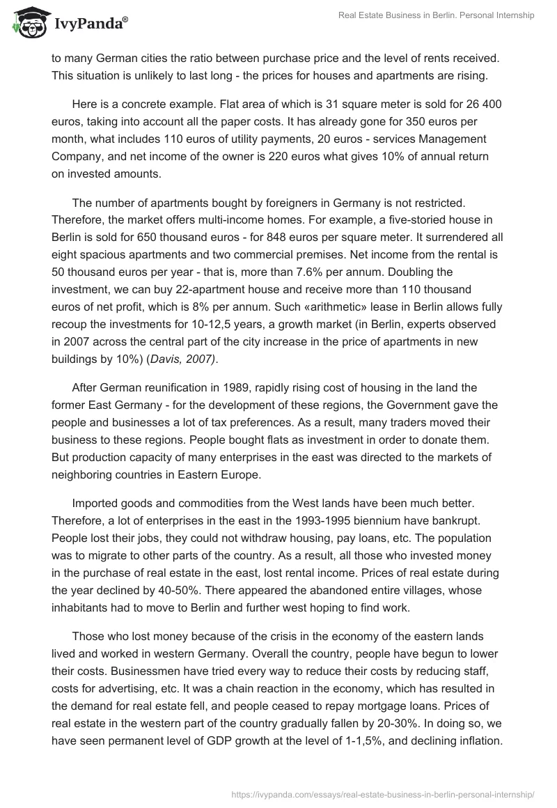 Real Estate Business in Berlin. Personal Internship. Page 2