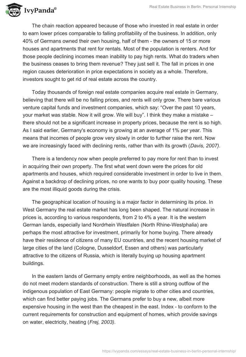 Real Estate Business in Berlin. Personal Internship. Page 3
