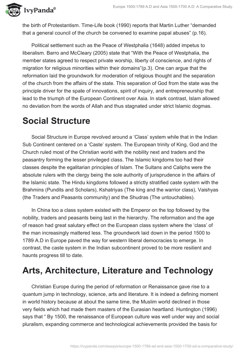 Europe 1500-1789 A.D and Asia 1500-1700 A.D: A Comparative Study.. Page 3
