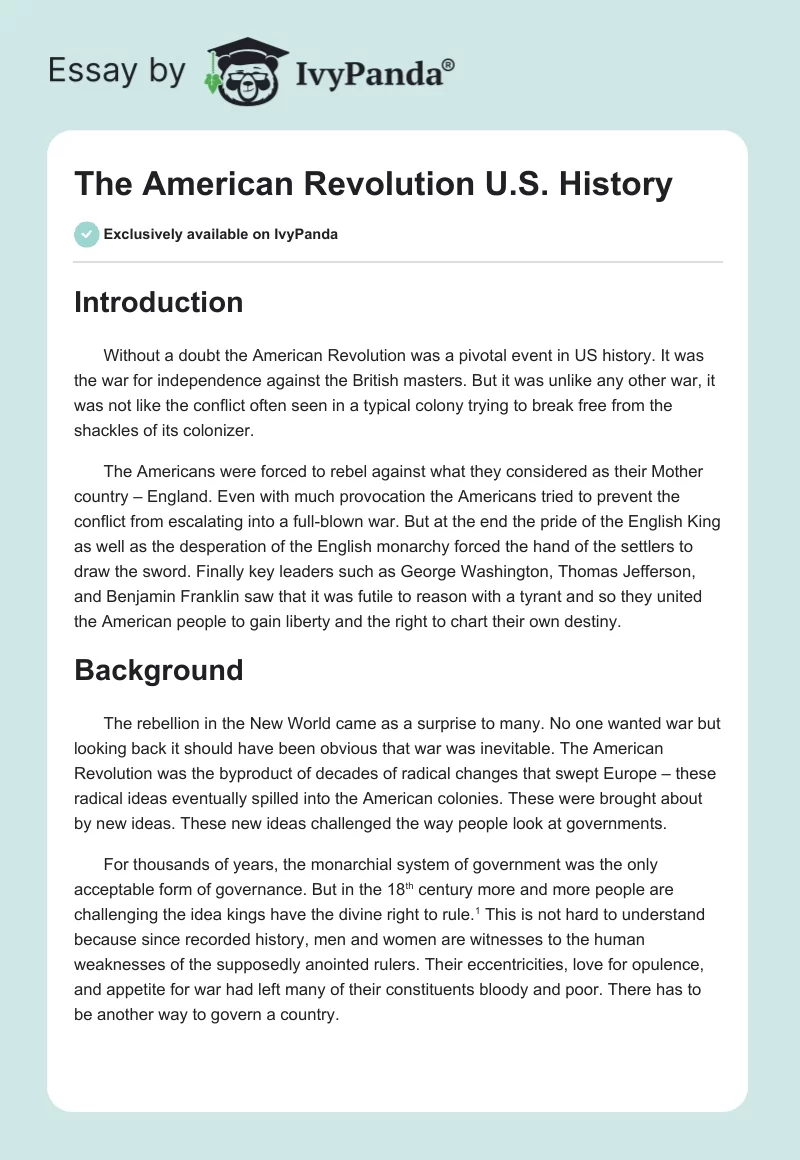 The American Revolution U.S. History. Page 1