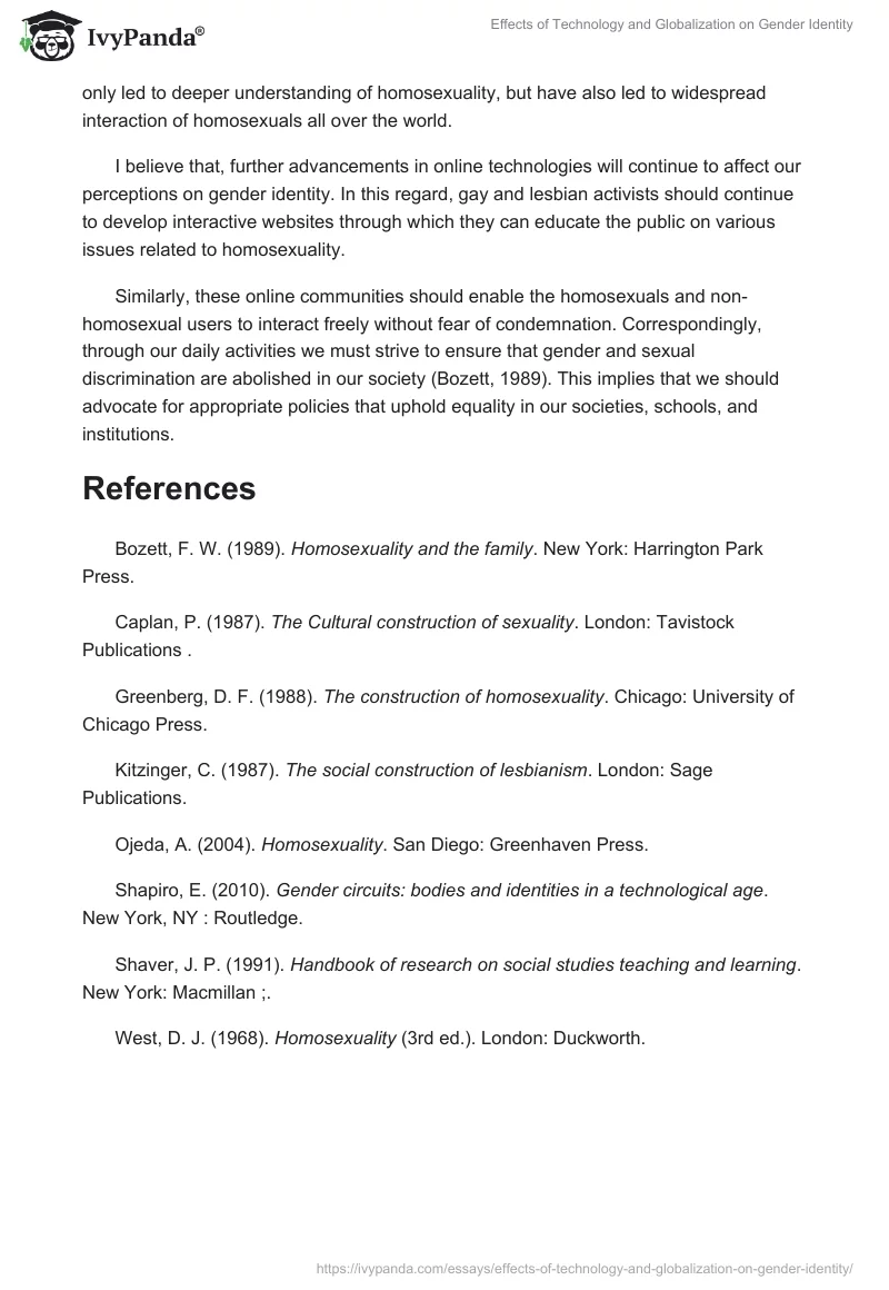 Effects of Technology and Globalization on Gender Identity. Page 5