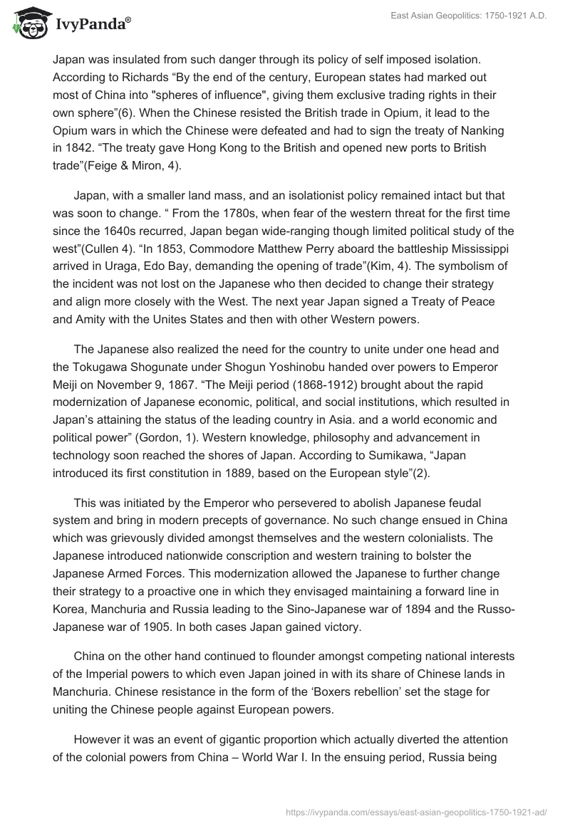 East Asian Geopolitics: 1750-1921 A.D.. Page 2