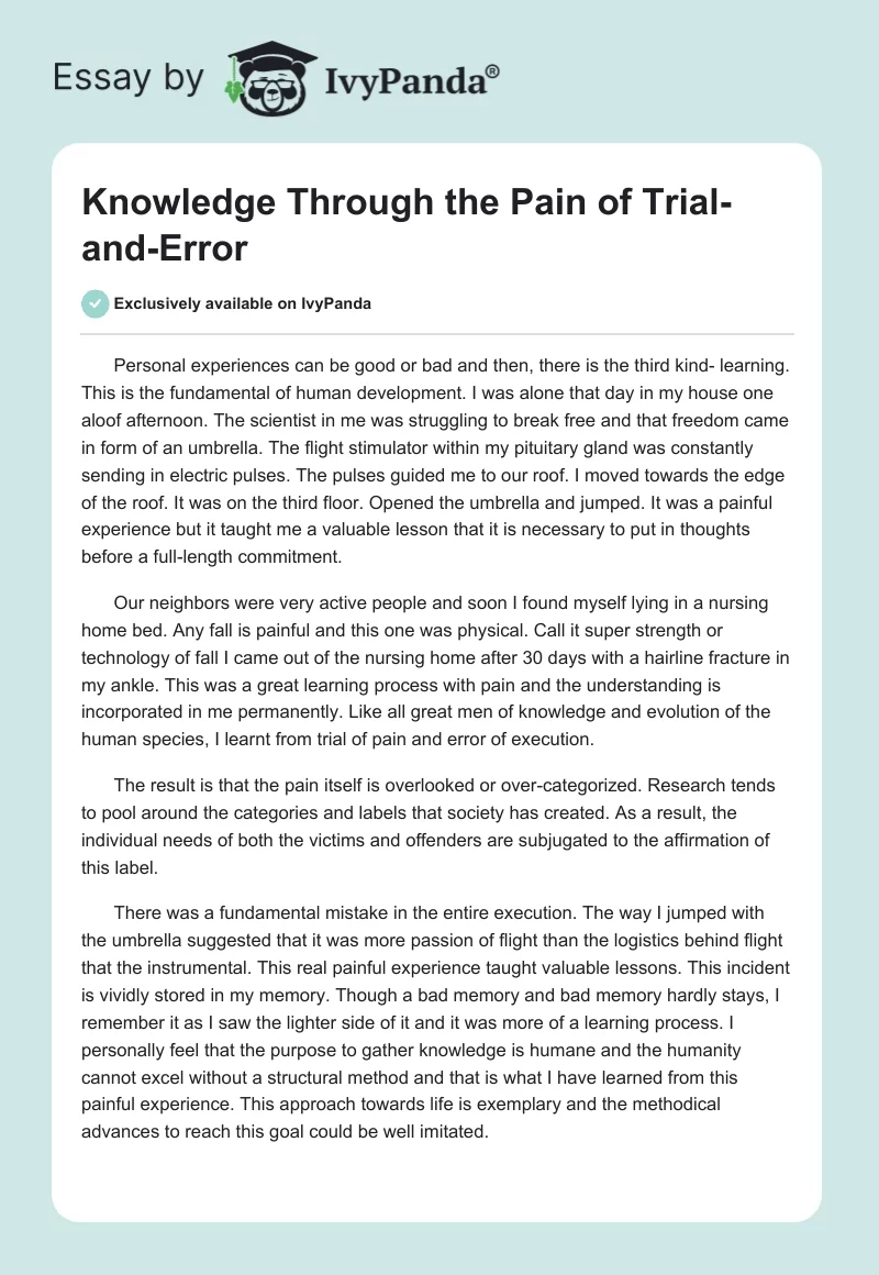 Knowledge Through the Pain of Trial-and-Error. Page 1