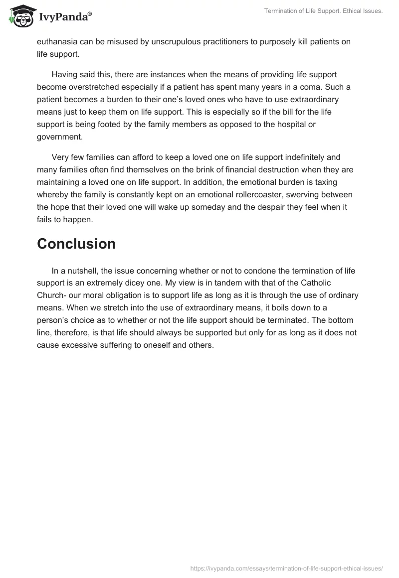 Termination of Life Support. Ethical Issues.. Page 3