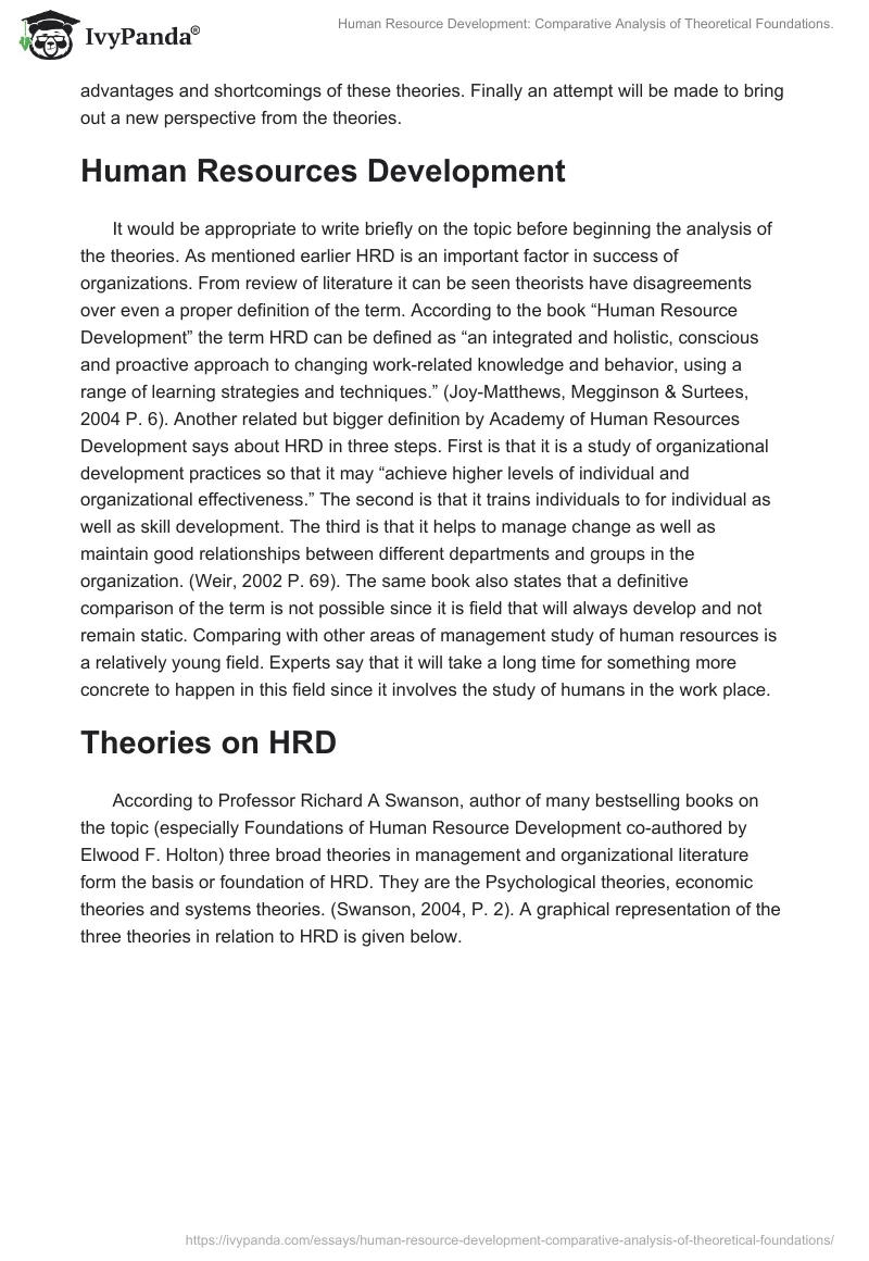 Human Resource Development: Comparative Analysis of Theoretical Foundations.. Page 2