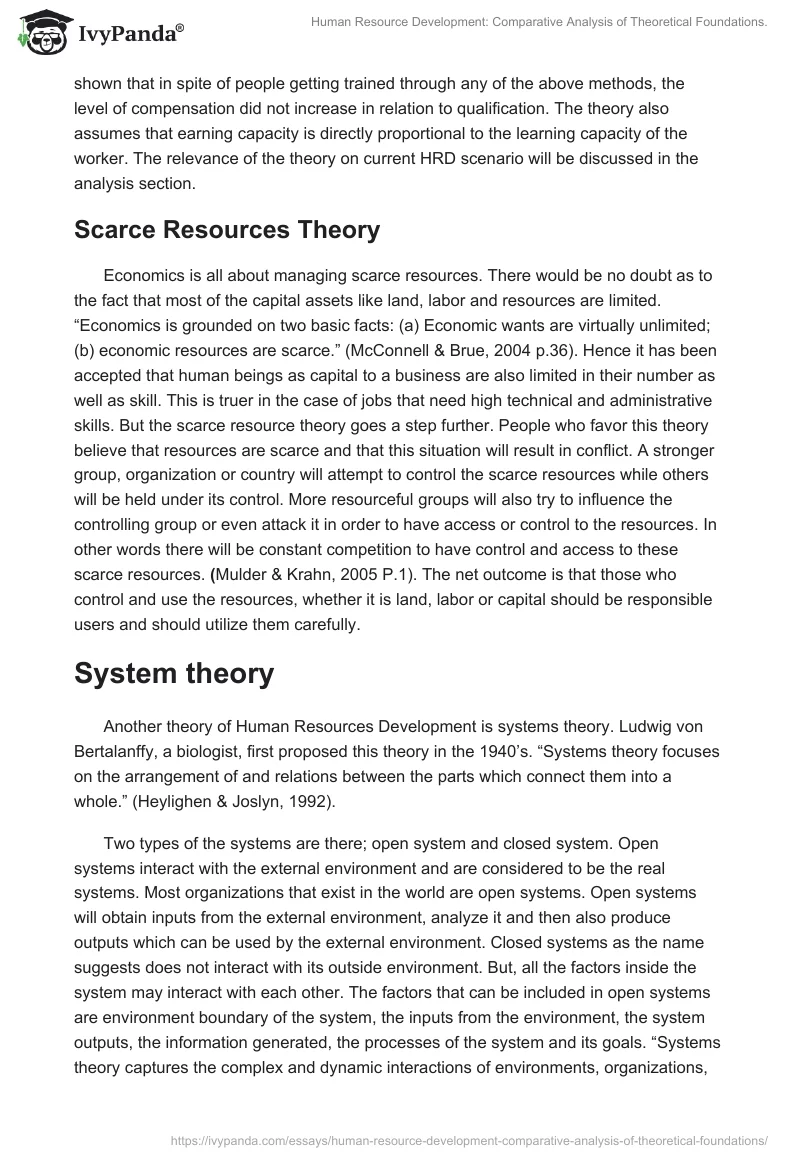 Human Resource Development: Comparative Analysis of Theoretical Foundations.. Page 5