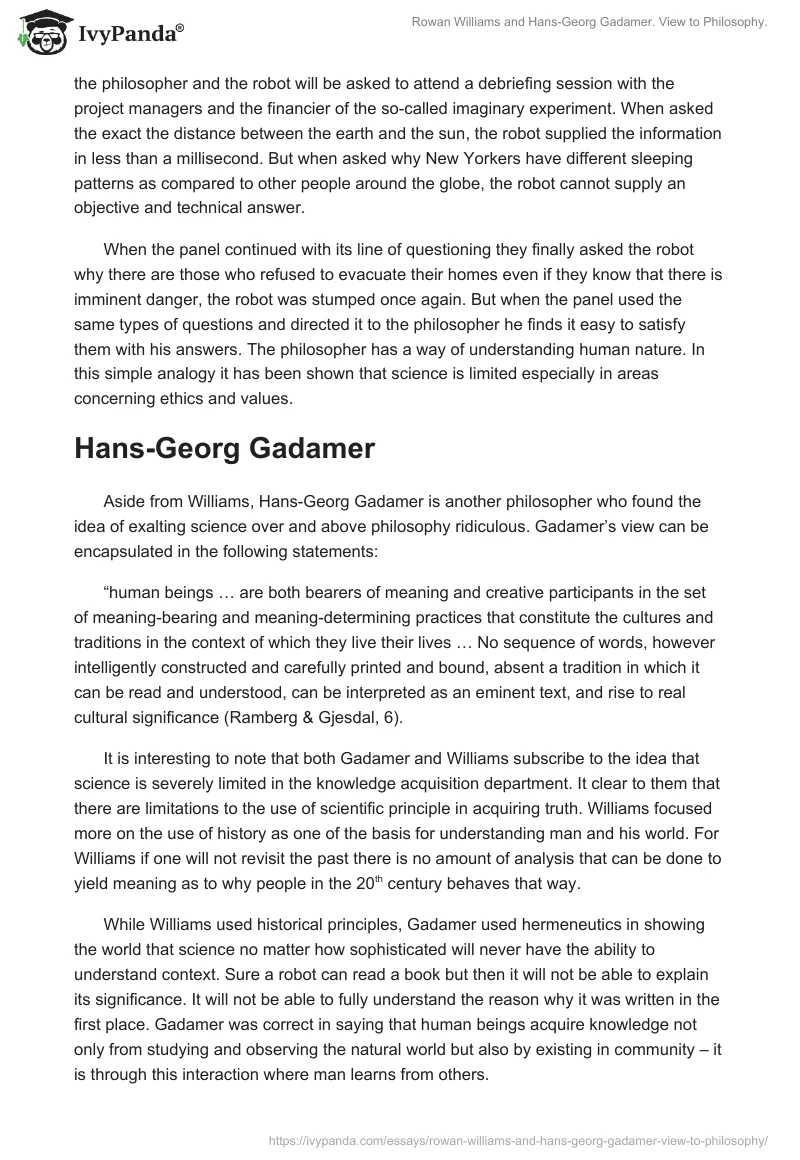 Rowan Williams and Hans-Georg Gadamer. View to Philosophy.. Page 5
