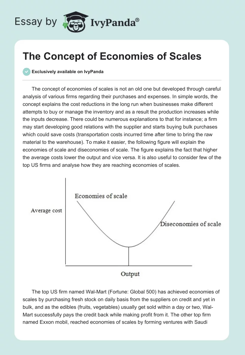 The Concept of Economies of Scales. Page 1