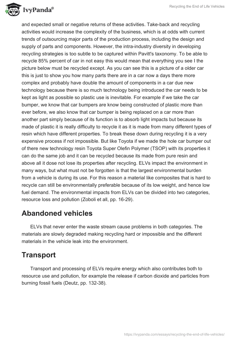 Recycling the End of Life Vehicles. Page 4
