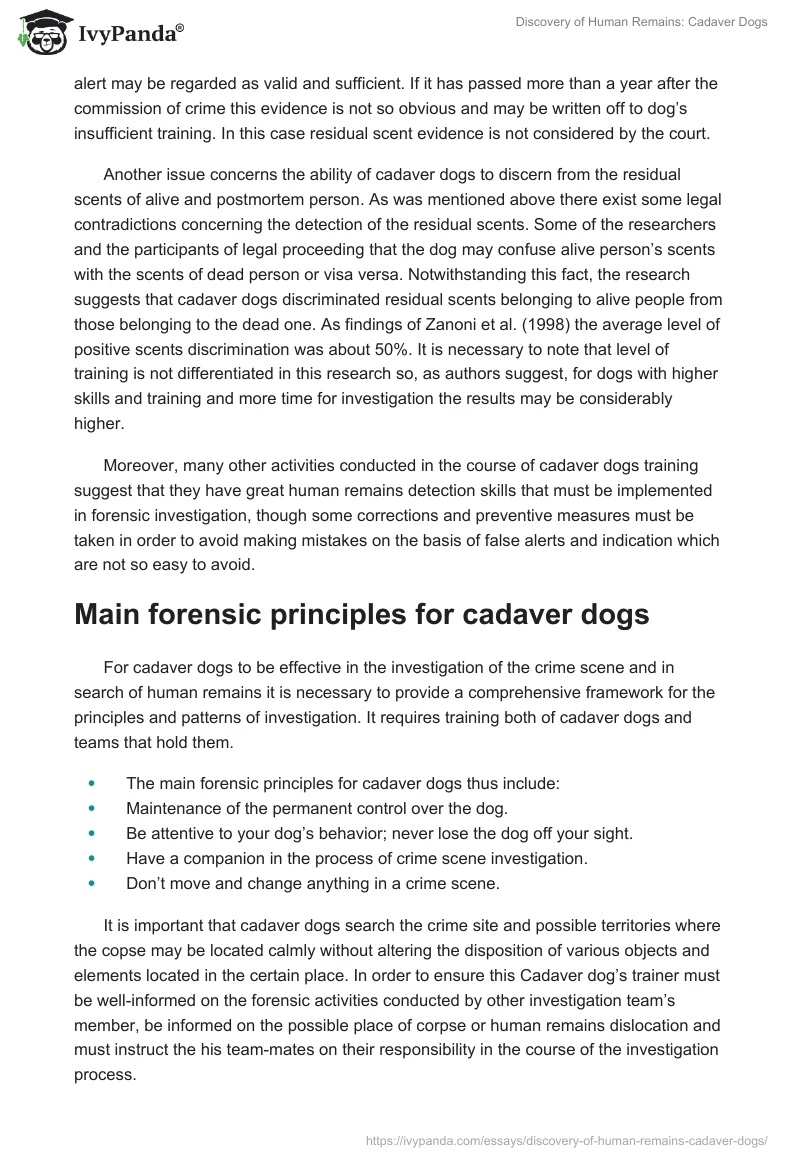 Discovery of Human Remains: Cadaver Dogs. Page 5