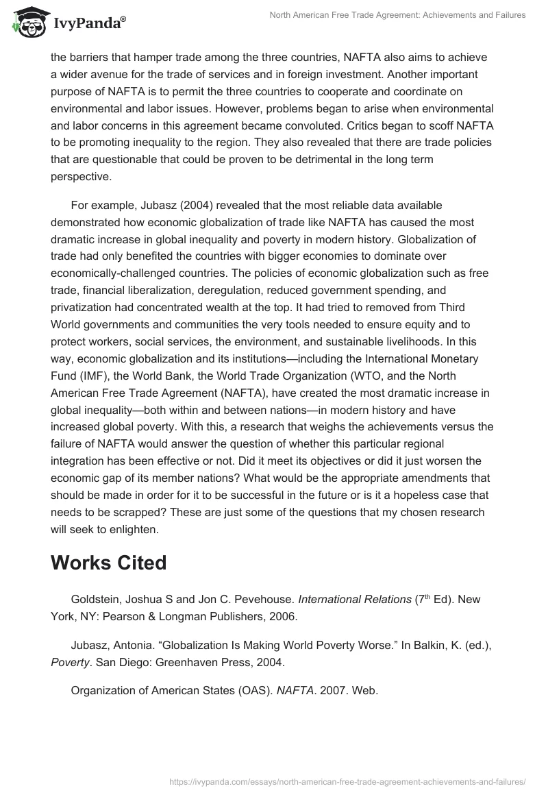 North American Free Trade Agreement: Achievements and Failures. Page 2