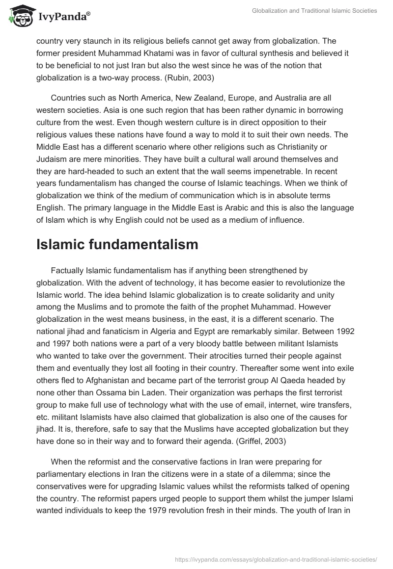 Globalization and Traditional Islamic Societies. Page 2