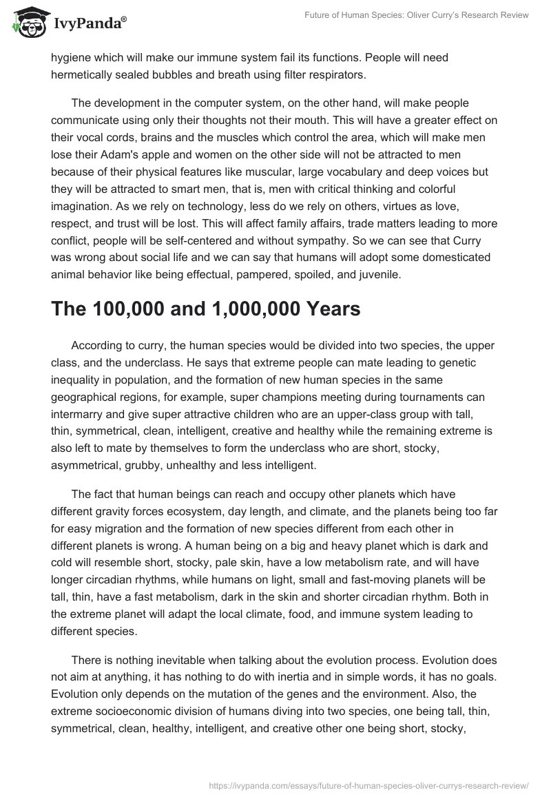 Future of Human Species: Oliver Curry’s Research Review. Page 3