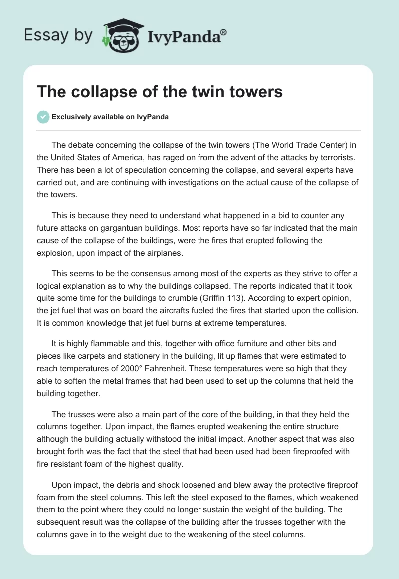 The collapse of the twin towers. Page 1