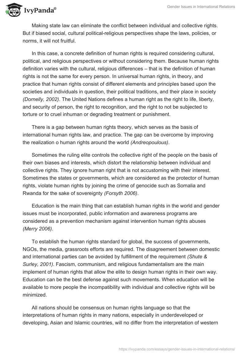 Gender Issues in International Relations. Page 2