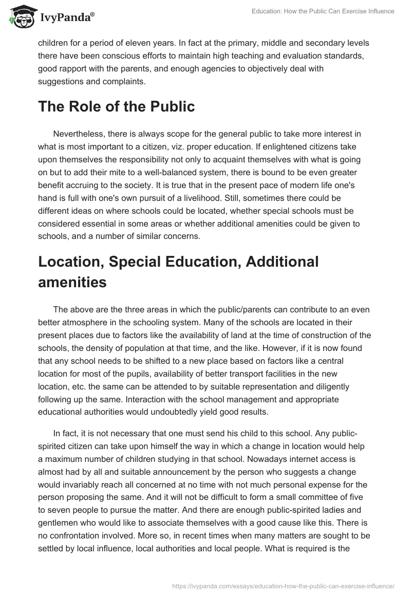Education: How the Public Can Exercise Influence. Page 2
