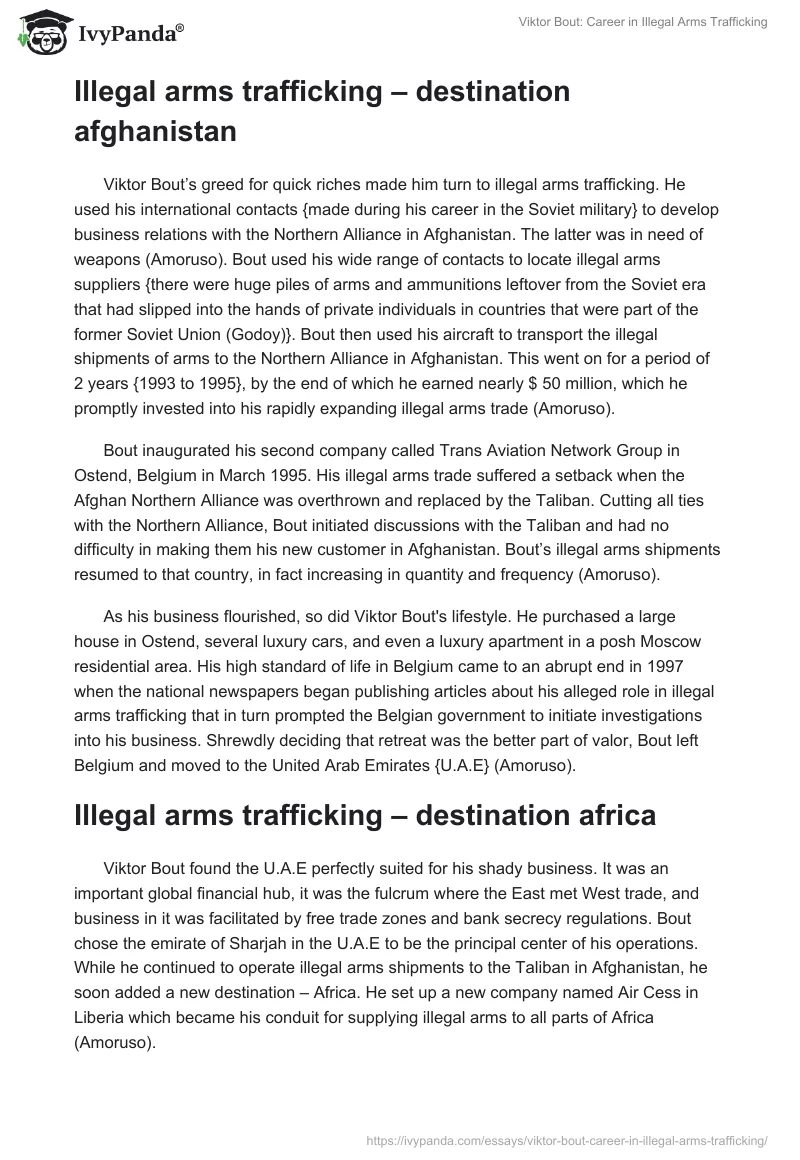 Viktor Bout: Career in Illegal Arms Trafficking. Page 2