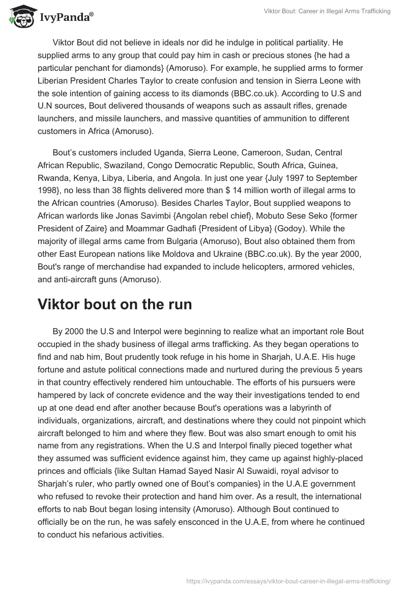Viktor Bout: Career in Illegal Arms Trafficking. Page 3