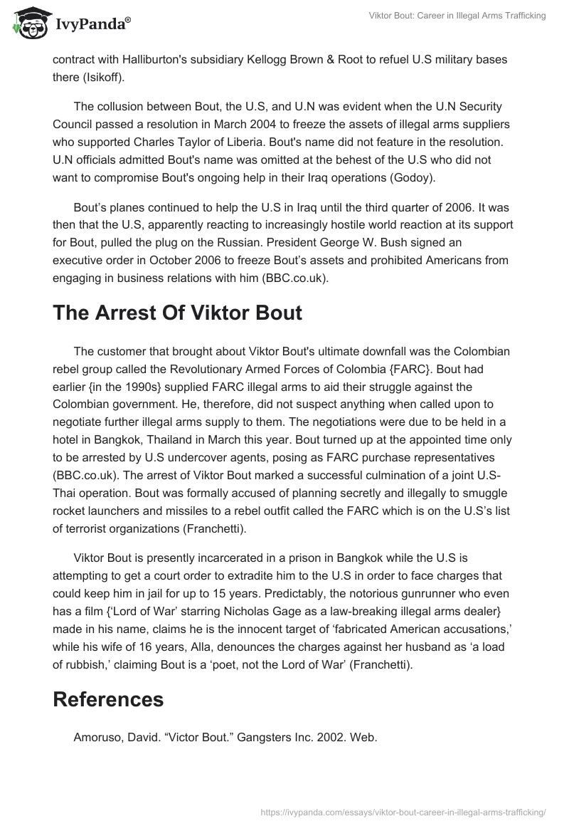 Viktor Bout: Career in Illegal Arms Trafficking. Page 5