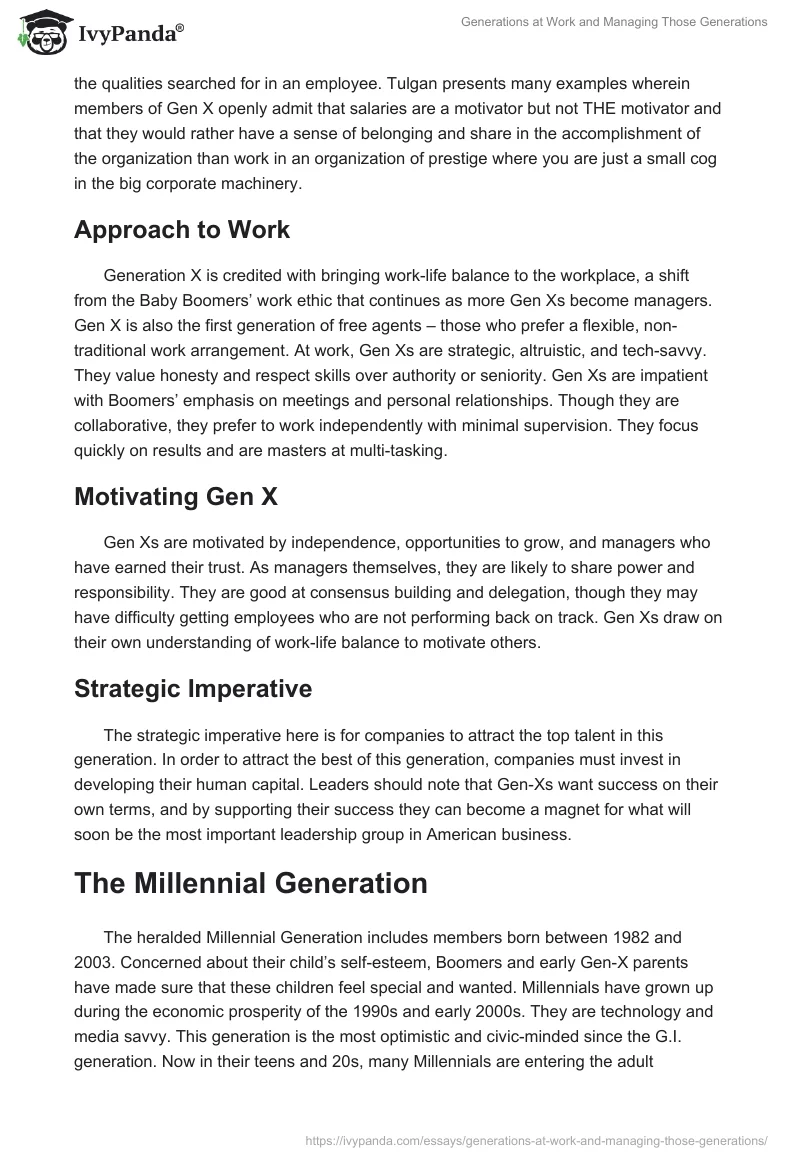 Generations at Work and Managing Those Generations. Page 5