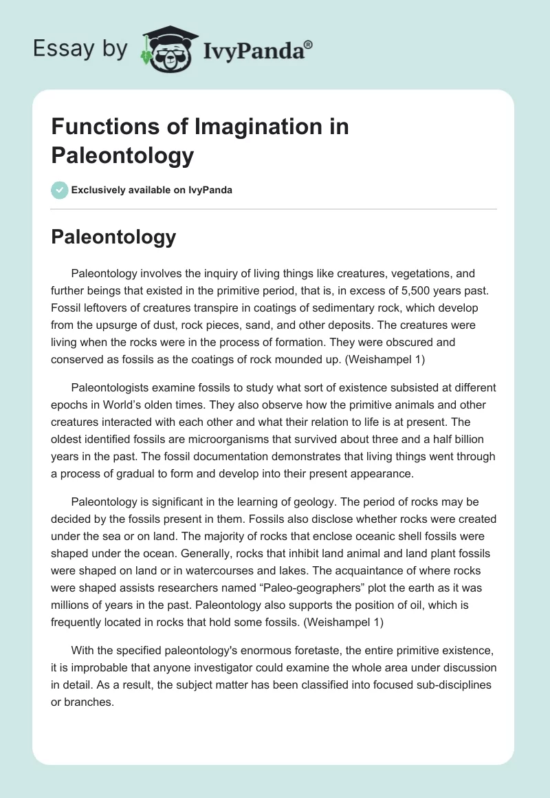 Functions of Imagination in Paleontology. Page 1