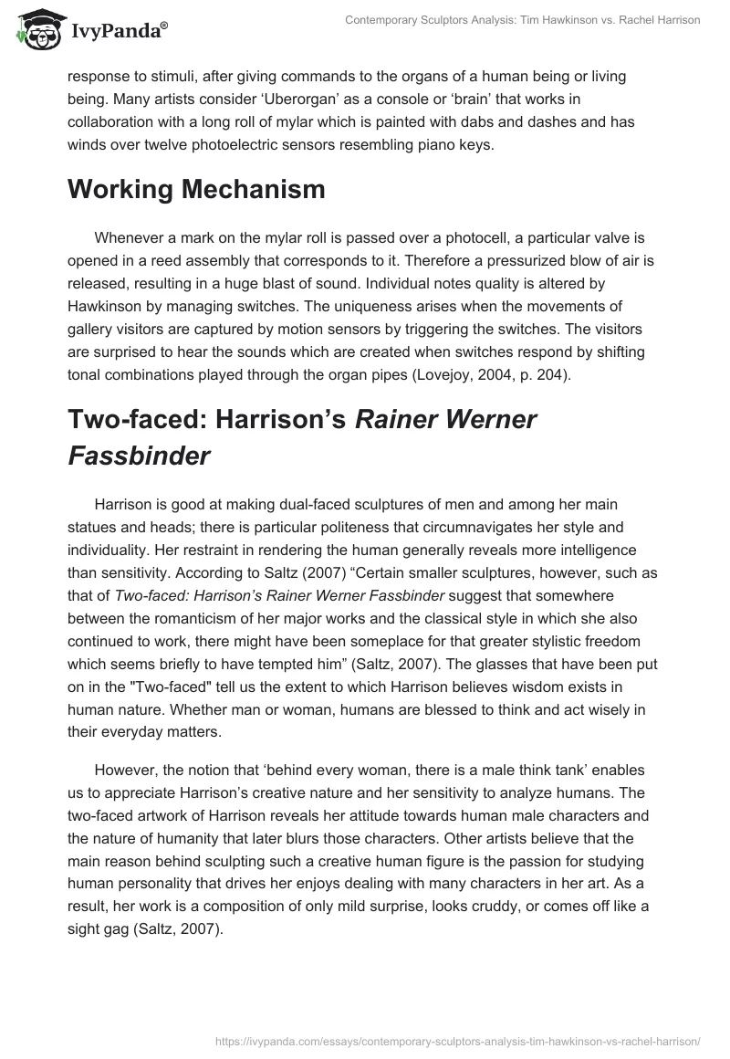 Contemporary Sculptors Analysis: Tim Hawkinson vs. Rachel Harrison. Page 2