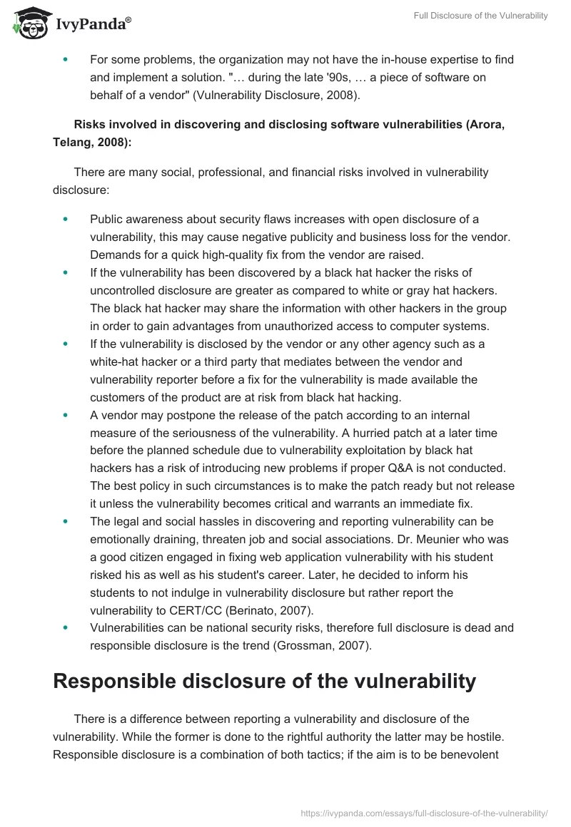 Full Disclosure of the Vulnerability. Page 3