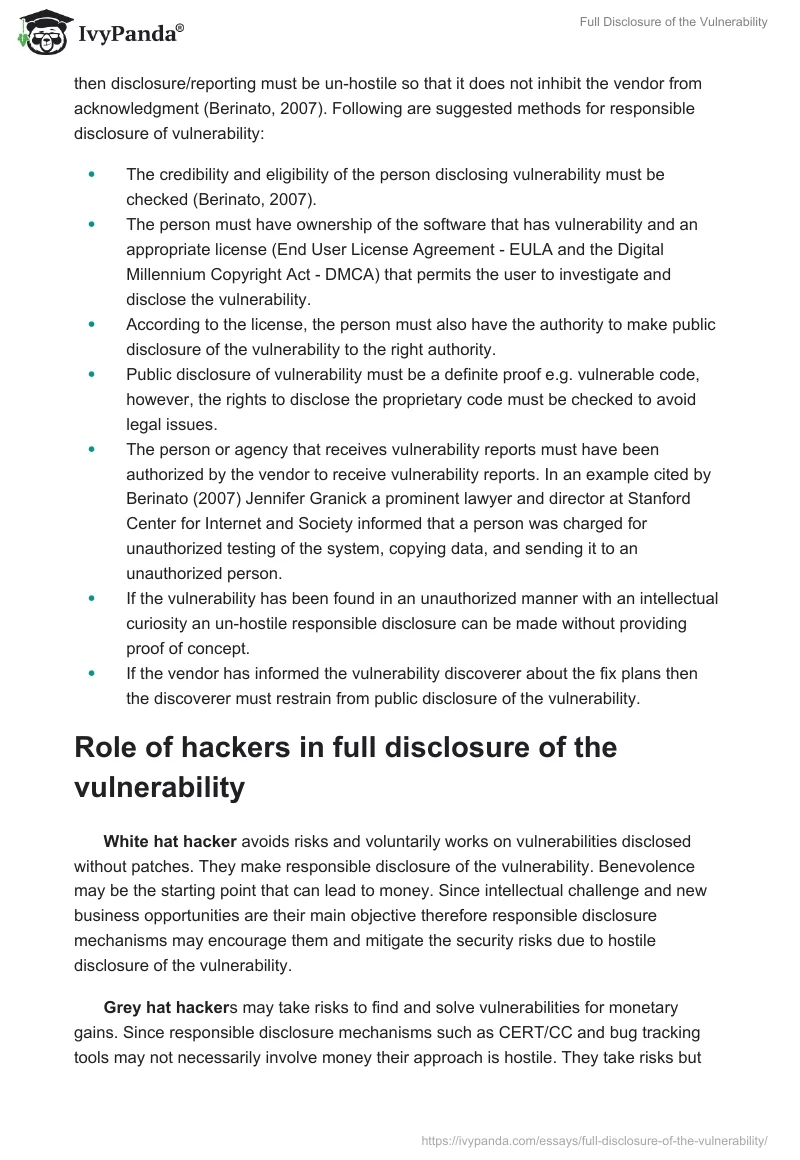 Full Disclosure of the Vulnerability. Page 4