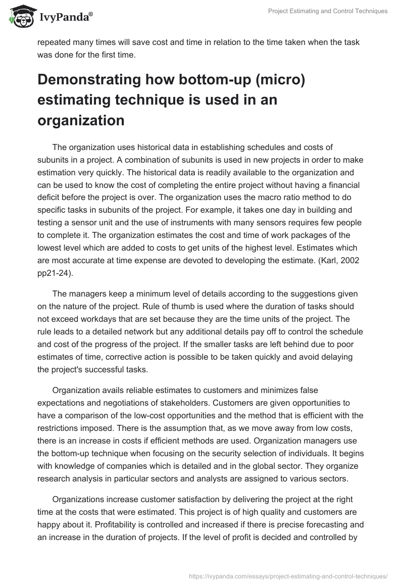 Project Estimating and Control Techniques. Page 3