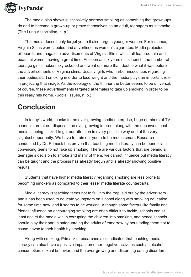 Media Effects on Teen Smoking. Page 5