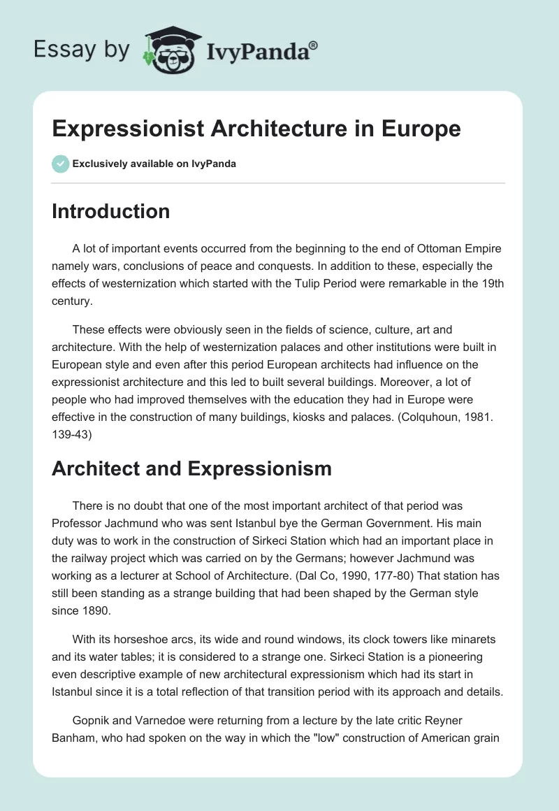 Expressionist Architecture in Europe. Page 1