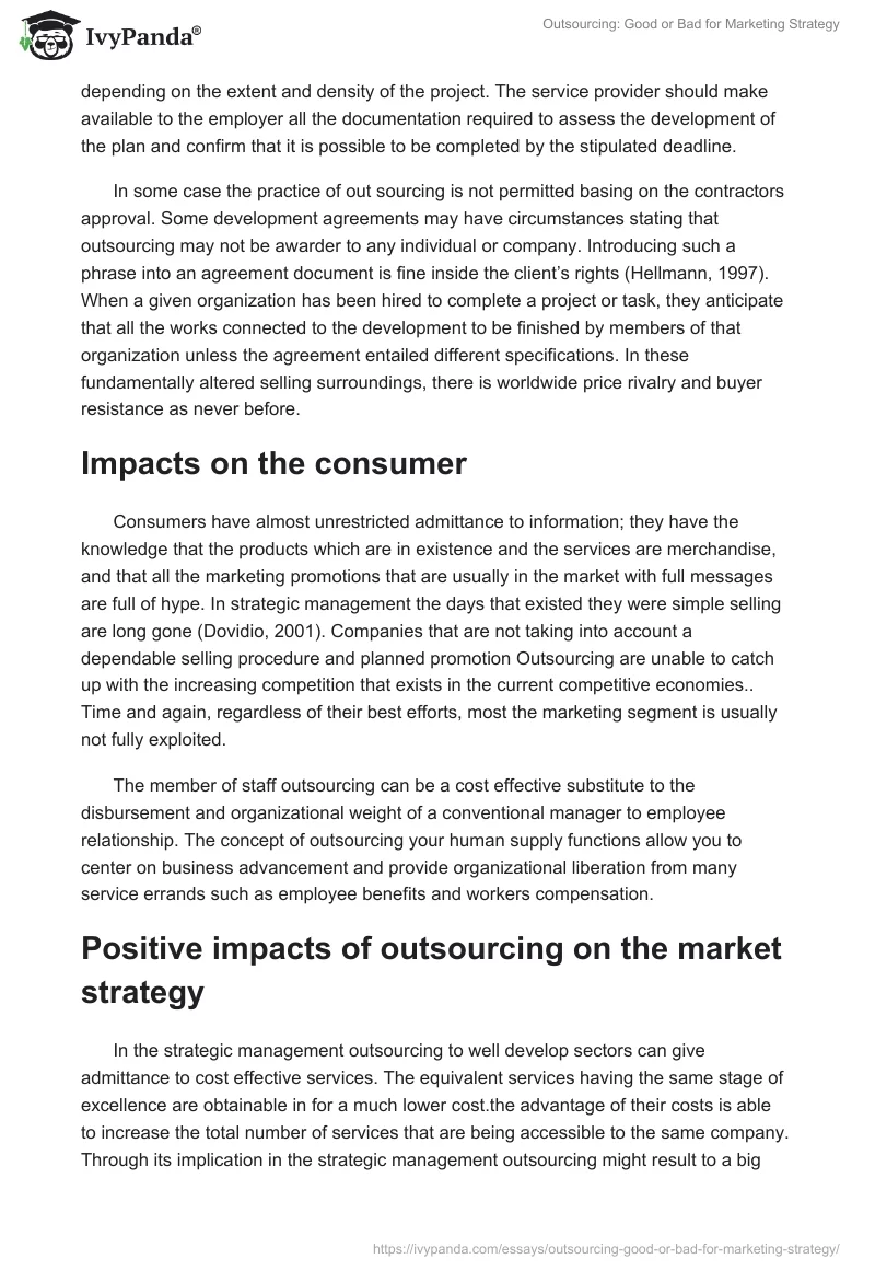 Outsourcing: Good or Bad for Marketing Strategy. Page 4