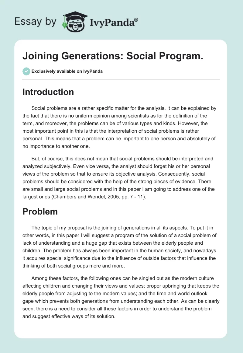 Joining Generations: Social Program.. Page 1